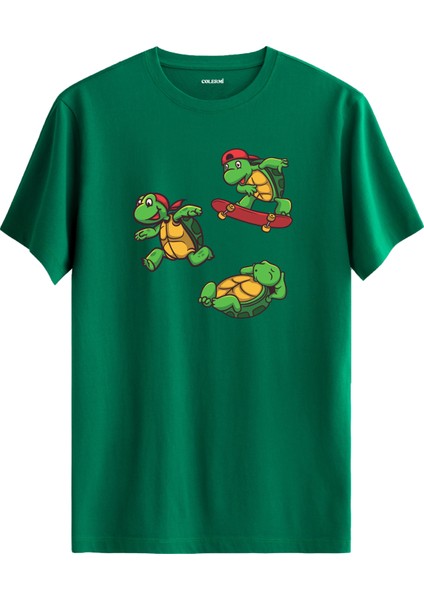 Kaplumbağa Karakter Baskılı Tişört