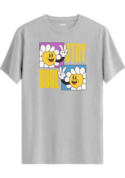 Gülümseyen Çiçek Karakter Stay Cool Tasarım Tişört