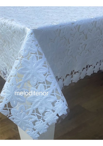 Şeffaf Kaplama Yıldız Papatya Çiçeği Desen Silikonlu Kaymaz Pvc Muşamba Masa Örtüsü