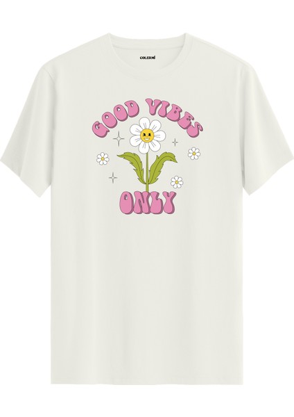 Good Vibes Only Çiçek Tasarım Baskılı Tişört
