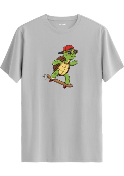Kaykay Kaplumbağa Baskılı Tişört