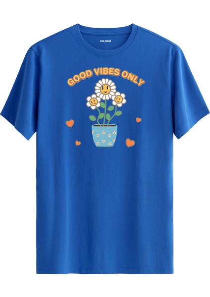 Saksıda Papatya Good Vibes Only Tasarım Tişört