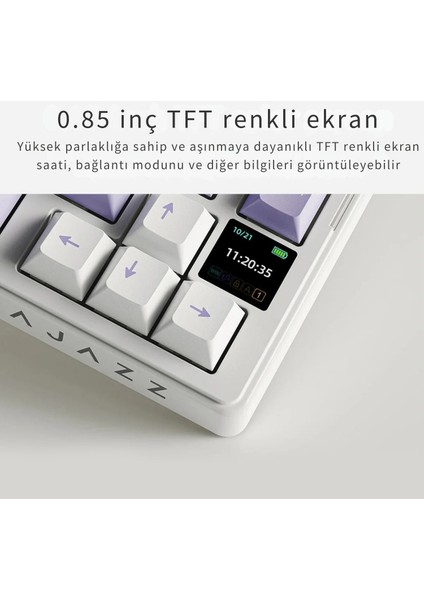 AKS-075 Ergonomik Tasarım, Tft Ekranlı 3 Modlu Mekanik Klavye Mavi - Gift Switch fırsatları