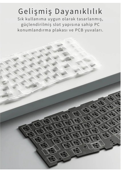 AKS-075 Ergonomik Tasarım, Tft Ekranlı 3 Modlu Mekanik Klavye Mavi - Gift Switch indirimleri