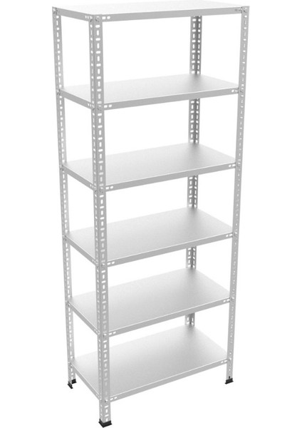 6 Katlı Galvaniz Çelik Raf - Depo, Arşiv, Kiler, Dosya, Market Rafı 31X60 CM-175 Cm-1.00 mm modelleri