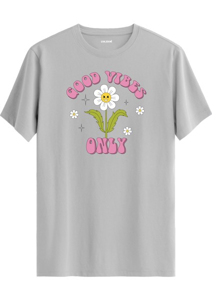 Good Vibes Only Çiçek Tasarım Baskılı Tişört
