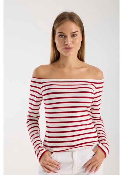 Kadın Geniş Yaka Uzun Kollu Rahat Kalıp Bluz – Yumuşak ve Esnek Kumaş 3002