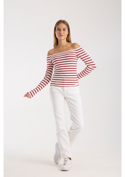 Kadın Geniş Yaka Uzun Kollu Rahat Kalıp Bluz – Yumuşak ve Esnek Kumaş 3002 indirimleri