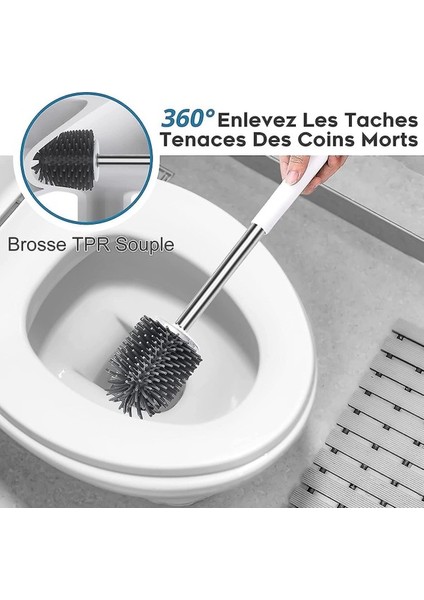 Tuvalet Fırçası Ve Silikon Tuvalet Tutacağı - 2 Parça Set Duvara Monte Çabuk Kuruyan Set Banyo Aksesuarı Lekeli Zemin Kapı Temizleme Yumuşak Kıl B (Yurt Dışından) modelleri