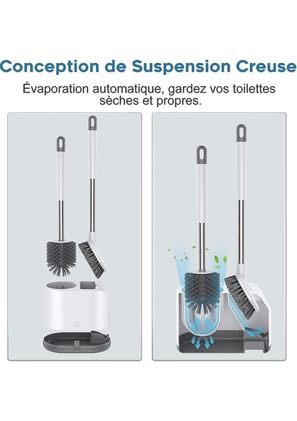 Tuvalet Fırçası Ve Silikon Tuvalet Tutacağı - 2 Parça Set Duvara Monte Çabuk Kuruyan Set Banyo Aksesuarı Lekeli Zemin Kapı Temizleme Yumuşak Kıl B (Yurt Dışından) indirimleri