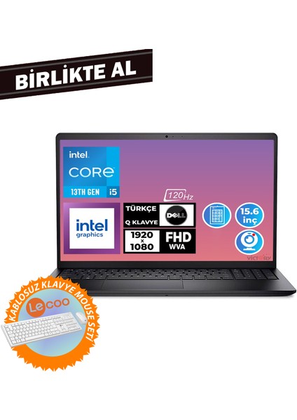 Vostro 3530 I5-1334U 32GB 1tb SSD 15.6" Fhd W11P + Kablosuz Klavye Mouse N3404PVNB3530U 029
