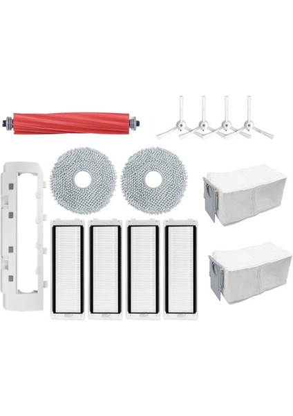 Roborock Q Revo / Roborock P10 A7400RR Robot Süpürge Için 14 Parça Aksesuar Seti Ana Yan Fırçalar Toz Torbaları Paspas Pedi (Yurt Dışından)