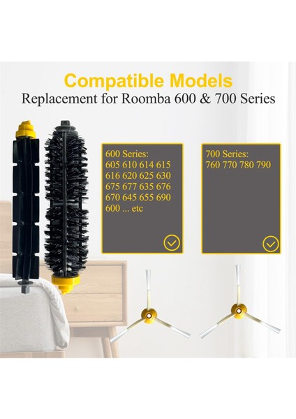 Irobot Roomba 600 ve 700 Serisi 614, 630, 635, 640, 645, 650, 660, 675, 680, 690, 695, 760, 770, 780 Vakumlu Silindir Yan Fırça (Yurt Dışından) modelleri