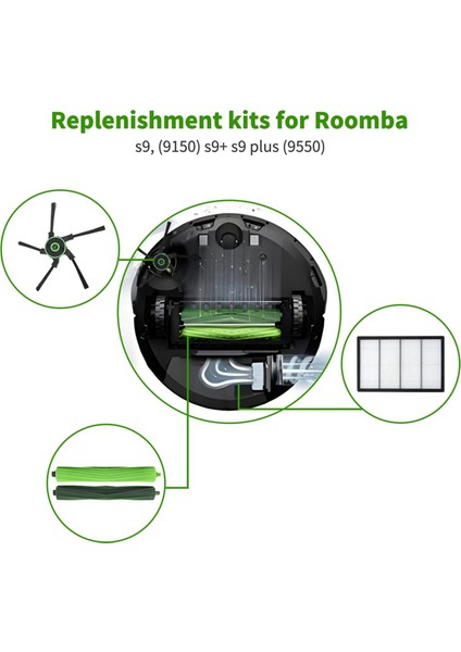 Irobot Roomba S9 (9150) S9+ S9 Plus (9550) Serisi Robot Süpürge Silindiri Yan Fırça Filtre Torbaları Için 24 Parça Yedek Parça (Yurt Dışından) indirimleri