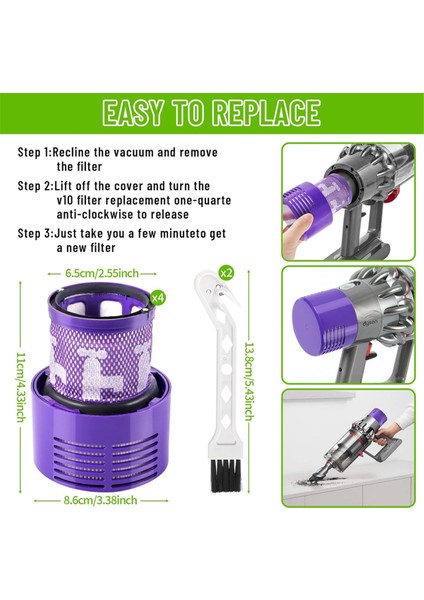 Yıkanabilir Yedek Hepa Filtreleri, Dyson V10, SV12, Dy 969082-01 Elektrikli Süpürge Filtre Seti (Yurt Dışından) indirimleri