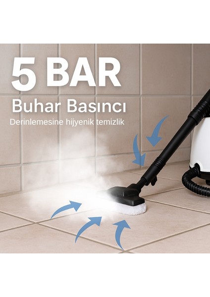 Stella Deluxe 5 Bar/ 2100W / Buharlı Temizleme Makinası - Beyaz