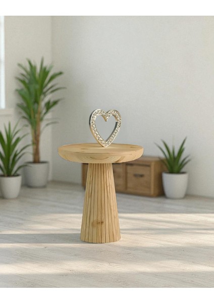 Üst Kalite Çizgili Fitilli Mantar Yan Sehpa (Küçük Boy) - Doğal modelleri