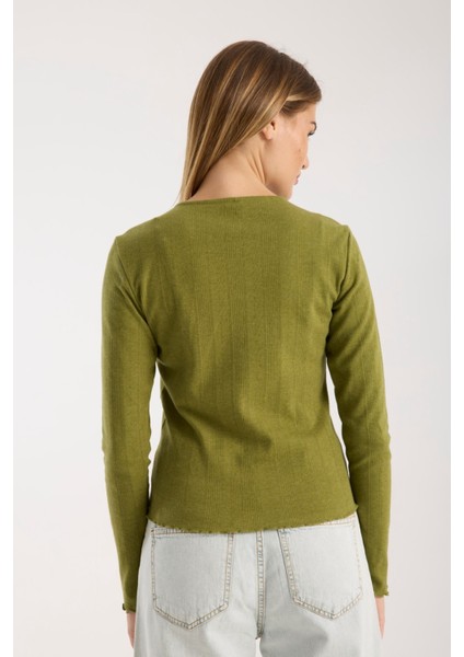 Kadın Ajurlu Yuvarlak Yaka Rahat Kalıp Uzun Kollu Bluz – Yumuşak ve Nefes Alabilen Kumaş 3003 modelleri