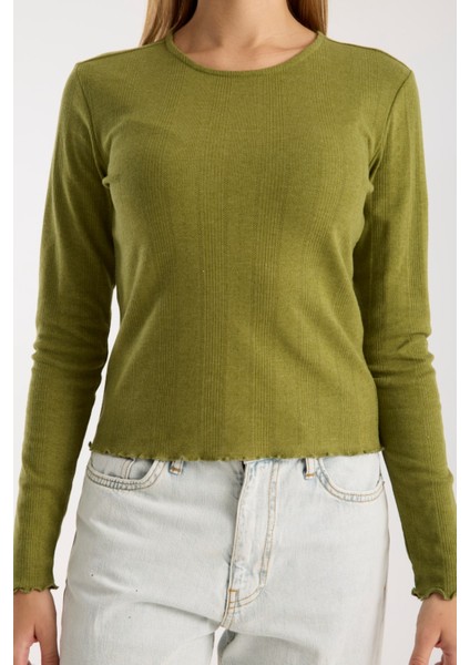 Kadın Ajurlu Yuvarlak Yaka Rahat Kalıp Uzun Kollu Bluz – Yumuşak ve Nefes Alabilen Kumaş 3003 fırsatları