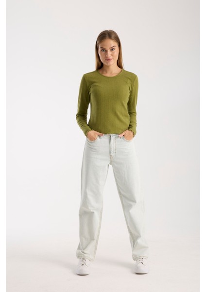 Kadın Ajurlu Yuvarlak Yaka Rahat Kalıp Uzun Kollu Bluz – Yumuşak ve Nefes Alabilen Kumaş 3003 indirimleri