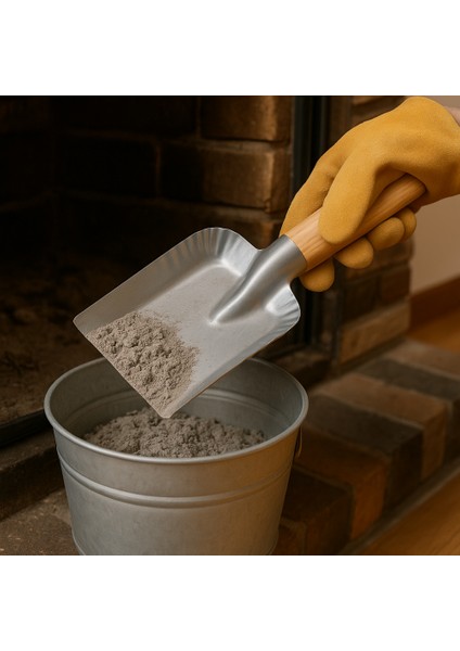 Çelik Ateş Küreği Ahşap Ergonomik Dayanıklı Saplı Geniş Soba Şömine Kömür Ateş Köz Ideal Kürek