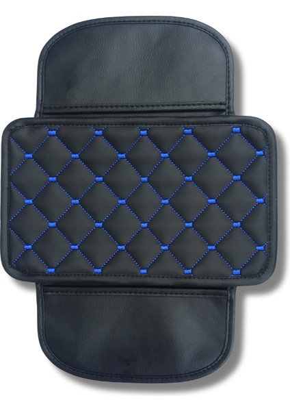 Siyah Zemin Mavi Iplik Kapitone Deri Oto Kolçak Kılıfı – Universal Kol Dayama Koruyucu modelleri