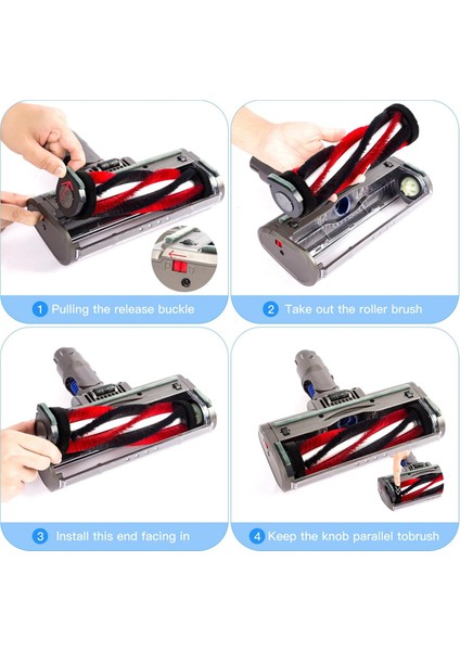 Dyson V7 V8 V10 V11 V15 Için Zemin Fırçası Türbin Fırça Başlığı, Halılar ve Sert Zeminler Için 4 LED Işıklı Yedek Parçalar (Yurt Dışından) modelleri