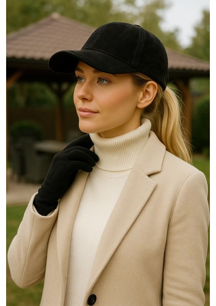 Siyah Basic Süet Cap Şapka