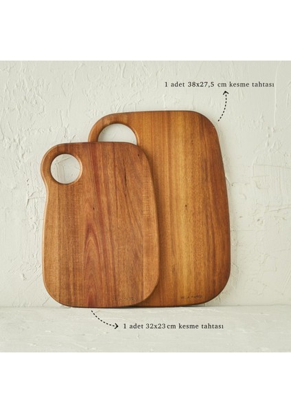 Allison 2'li Akasya Kesme Tahtası Seti Naturel