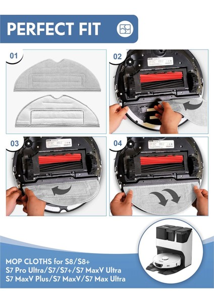 Xiaomi Roborock S8/s8 Plus/s8+ Aksesuarları, 6 Gümüş Iyon Paspas Filtresi, Yan Fırçalar, Yedek Ana Fırçalar (Yurt Dışından) modelleri