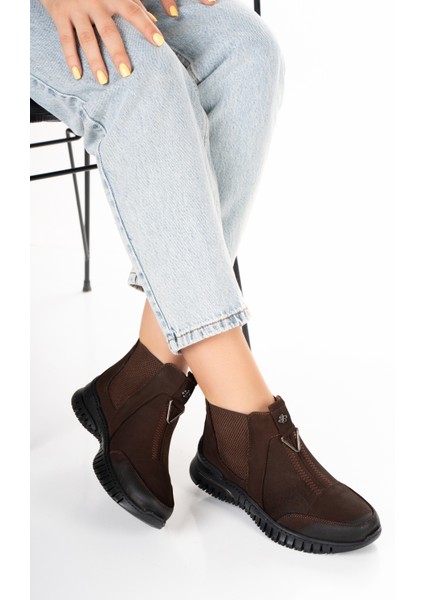 1453 Günlük Kadın - Tam Ortopedik - Nubuk Hakiki Deri - Bot