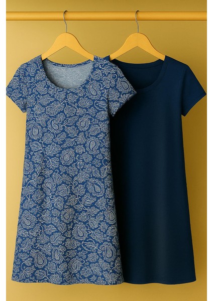 2 Adet Dökümlü Rahat Kalıp Günlük Penye Kumaş Elbise