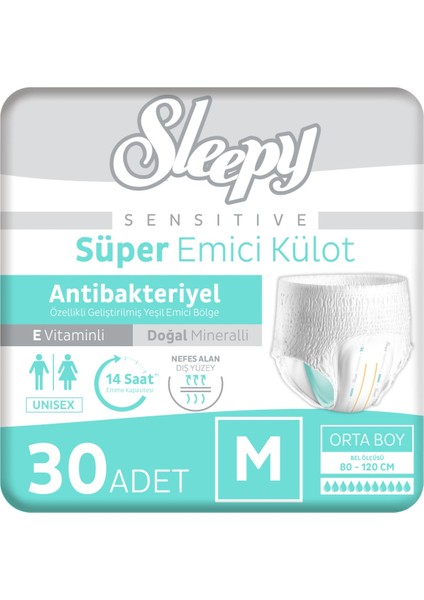 Sensitive Antibakteriyel Emici Külot Medium 30 Adet