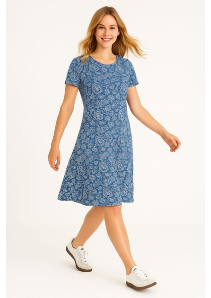 Dökümlü Rahat Kalıp Günlük Penye Kumaş Elbise modelleri