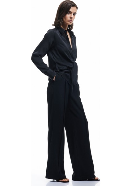 Aerobin Kumaş Uzun Kollu Önden Bağlama Detaylı Saten Gömlek fiyatları