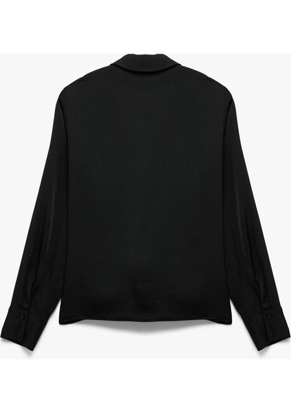 Aerobin Kumaş Uzun Kollu Önden Bağlama Detaylı Saten Gömlek indirimleri