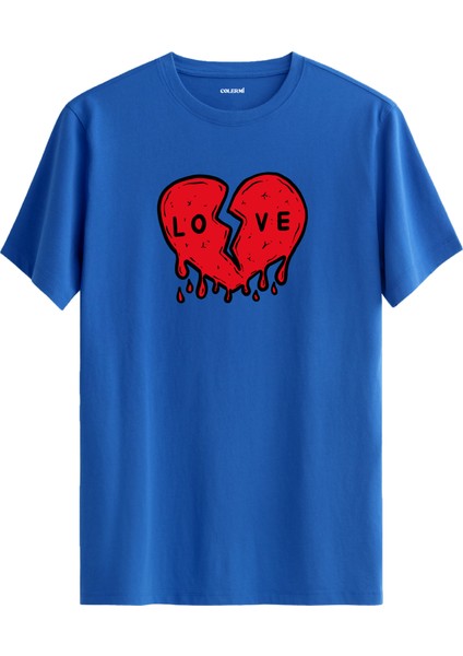 Love Kırık Kalp Baskılı %100 Pamuk Tişört