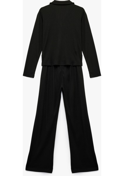 Gömlek Yaka Uzun Kollu Biber Nakış Detaylı Pijama Takımı indirimleri
