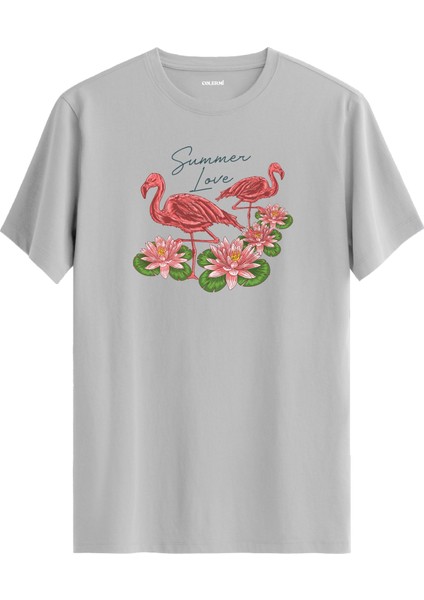 Nilüfer Çiçekli “summer Love” Flamingo Tişört