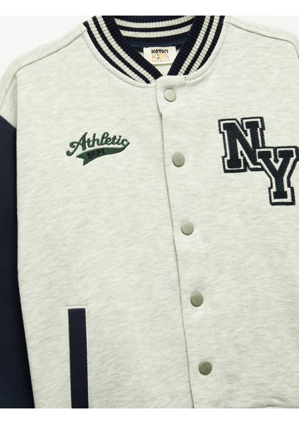 Nakışlı Çıtçıt Kapamalı Uzun Kollu Bomber Kolej Ceket modelleri