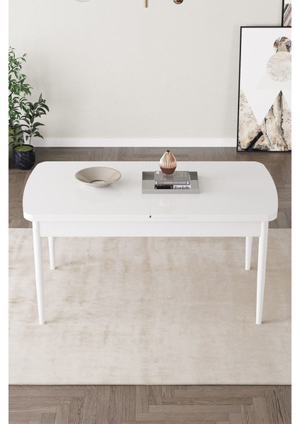 Arel Beyaz 80X132 Açılabilir Mdf Masa Yemek Odası Takımı, Mutfak Takımı 6 Adet Sandalye modelleri