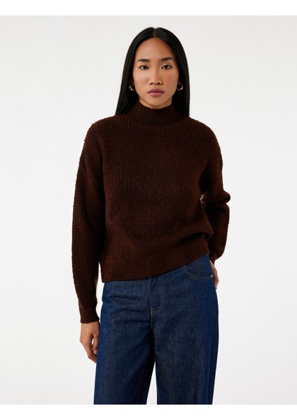 Uzun Kollu Dik Yaka Oversize Triko Kazak fiyatları