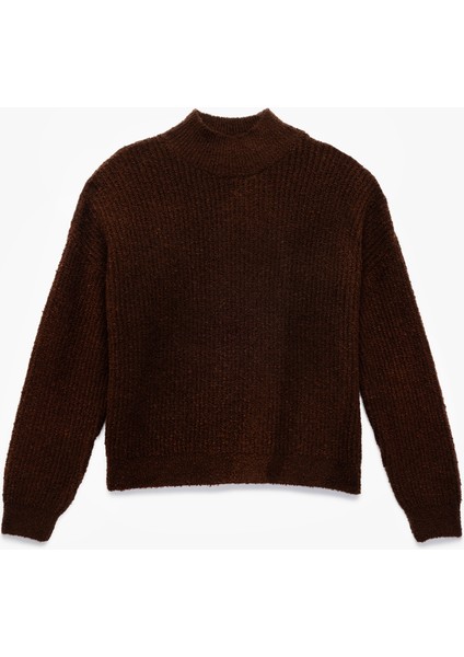 Uzun Kollu Dik Yaka Oversize Triko Kazak indirimleri