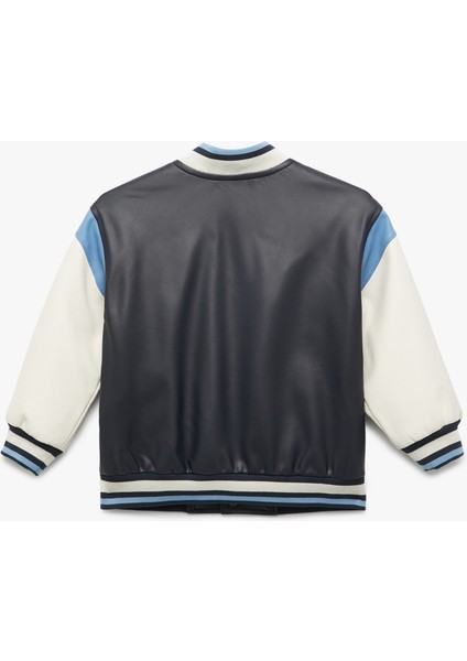 Uzun Kollu Bisiklet Yaka Renk Bloklu Bomber Kolej Ceket fiyatları