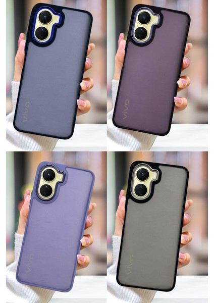 Vivo Y16 4g Kılıf Metal Çerçeve Hassas Butonlu Renkli Buzlu Şeffaf Kapak fiyatları