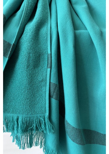 %100 Pamuk Kalın Çizgili Peştemal-Plaj Havlusu & Şezlong ÖRTÜSÜ-90X200 Cm-Yeşil modelleri