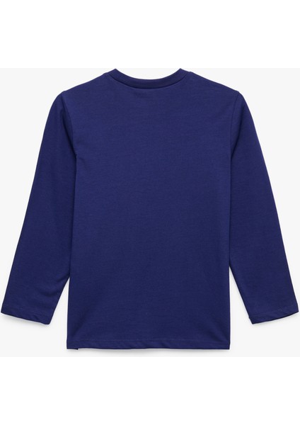 Pamuklu Uzun Kollu Bisiklet Yaka Dinozor Baskılı Tişört fiyatları