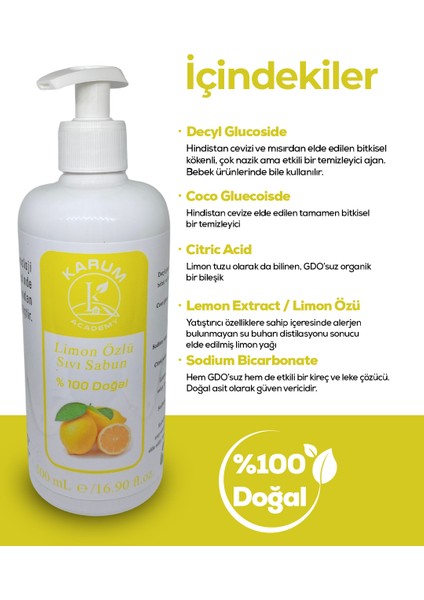 Doğal Limon Yağlı Sıvı Sabun – Ferahlatıcı & Cilt Dostu Temizlik fırsatları