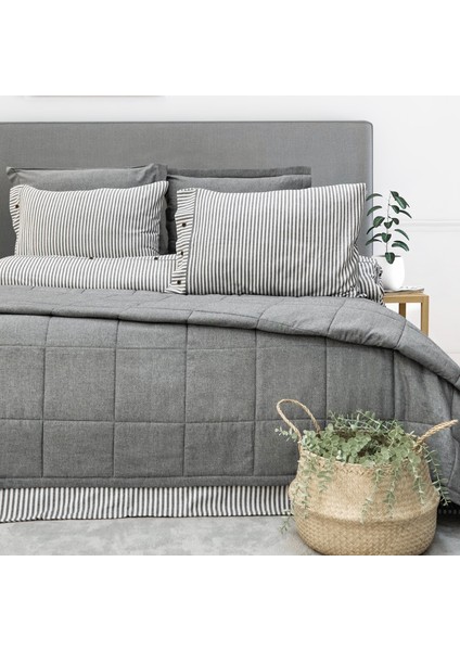 Home Loria Yatak Örtüsü Nevresim Seti 7 Parça-Antrasit fırsatları