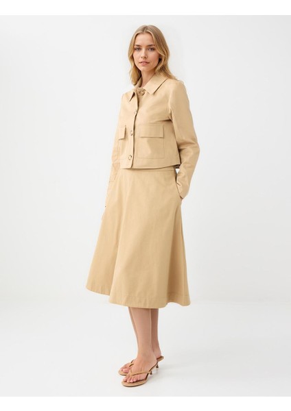 Deve Tüyü Rahat Kesim Normal Bel Gabardin Midi Etek fiyatları